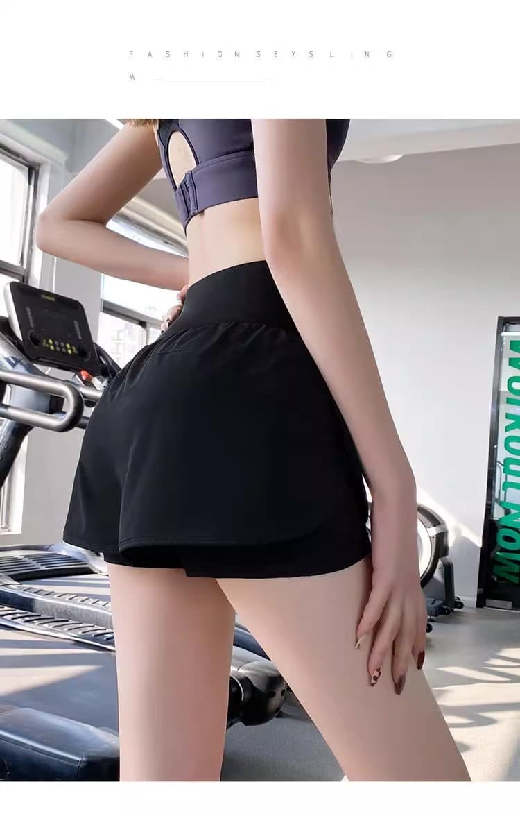 ショートパンツ 二層構造ポケット付きスポーツショーツ