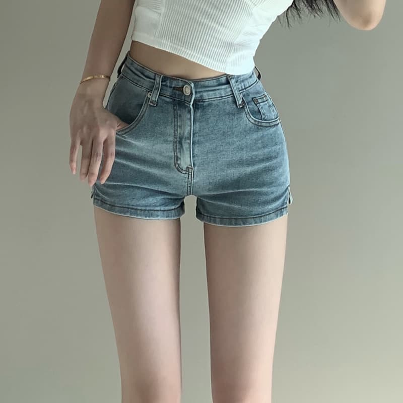 ショートパンツ ウエストすっきりデニムショーツ