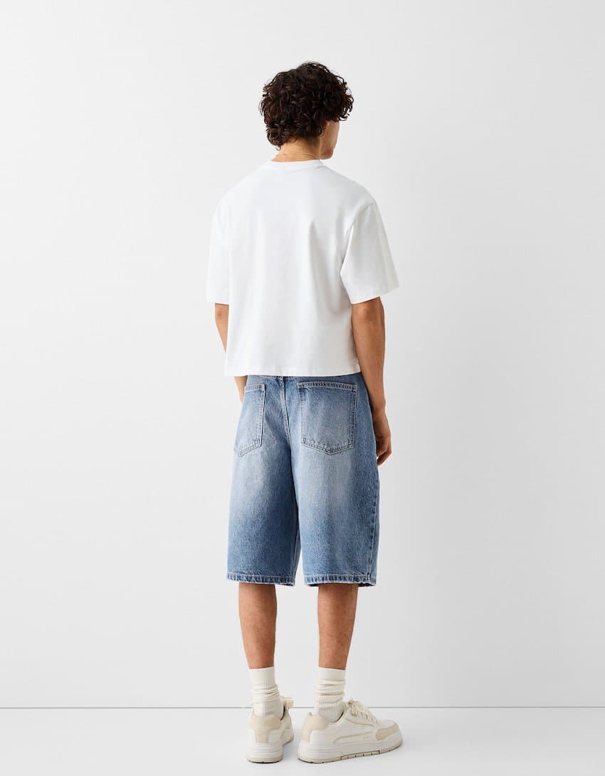 ショートパンツ ゆったりシルエットデニムハーフパンツ