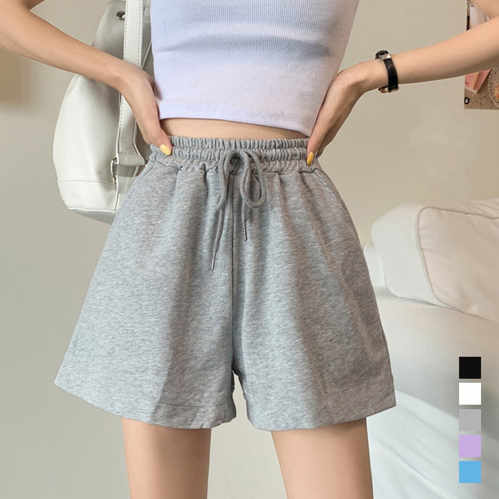 レディース ハイウエスト スウェットショートパンツ 春夏用