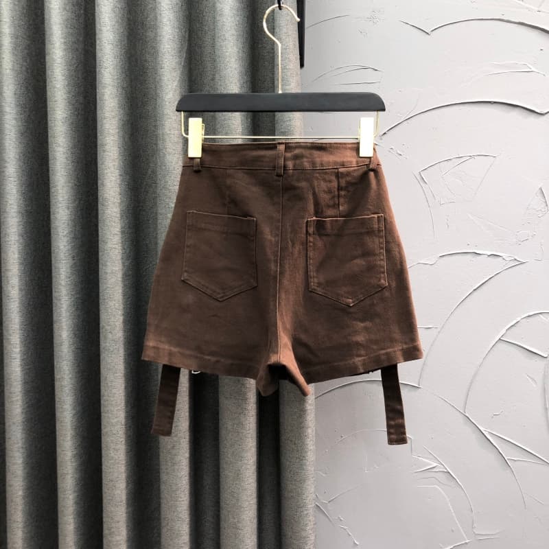 ショートパンツ デザインジッパー付きミニスカート風ショートパンツ