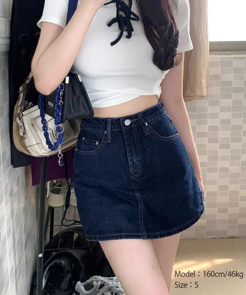 ショートパンツ レディース ハイウエストデニムスカパン