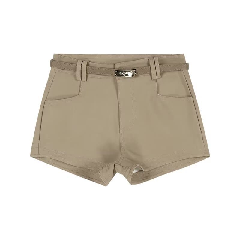 ベルト付きハイウエストショートパンツ