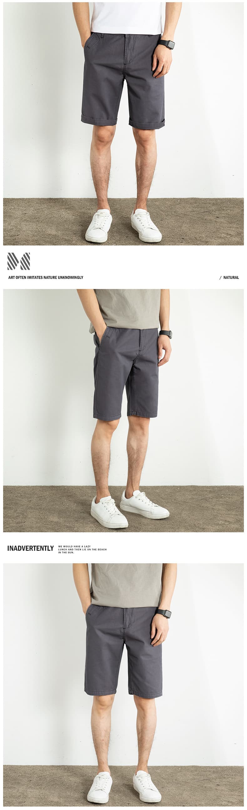 ショートパンツ 上質綿麻混紡チノショートパンツ