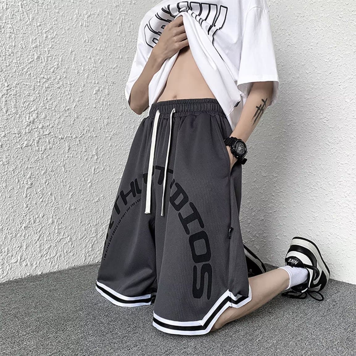 ショートパンツ アーバンストリート風バスケットパンツ