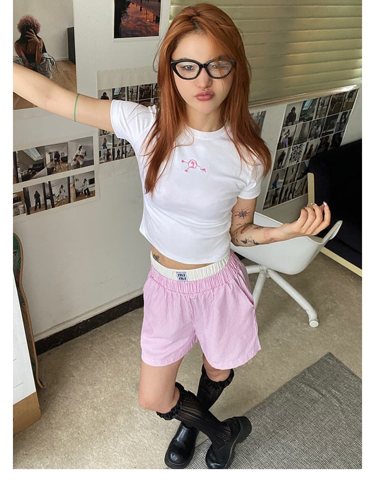 縦縞リゾートルーズショートパンツ