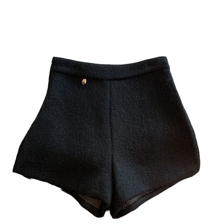 ウール混フロントタックショートパンツ
