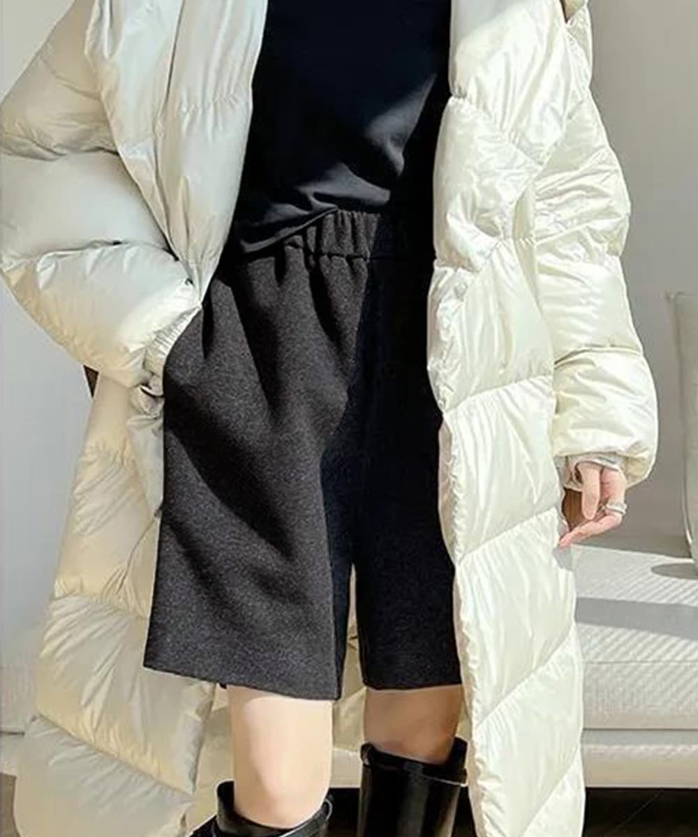 ショートパンツ レディース ウール風ハーフパンツ 美脚ワイド
