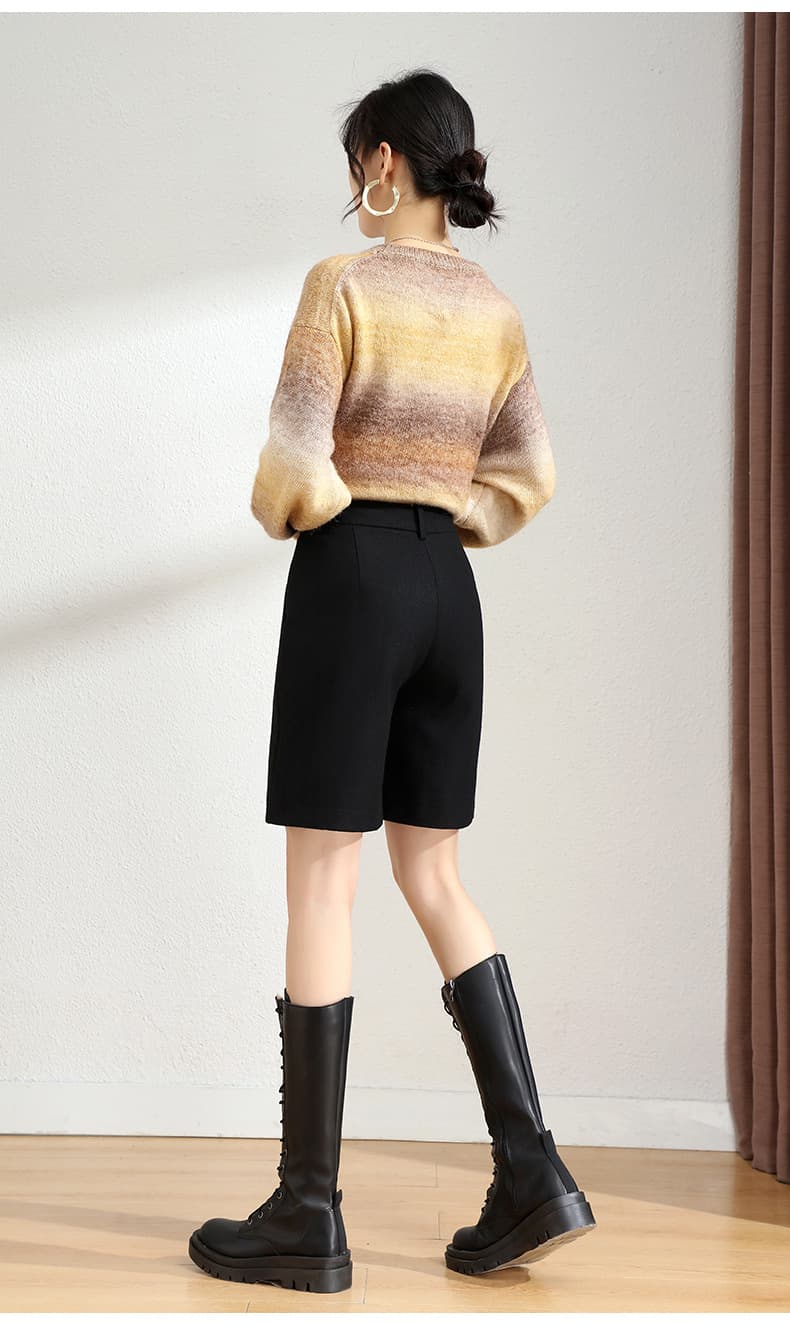 ショートパンツ きれいめハイウエストハーフパンツ