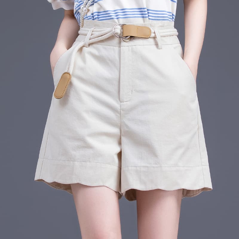 ロープベルト付き ワイドショートパンツ