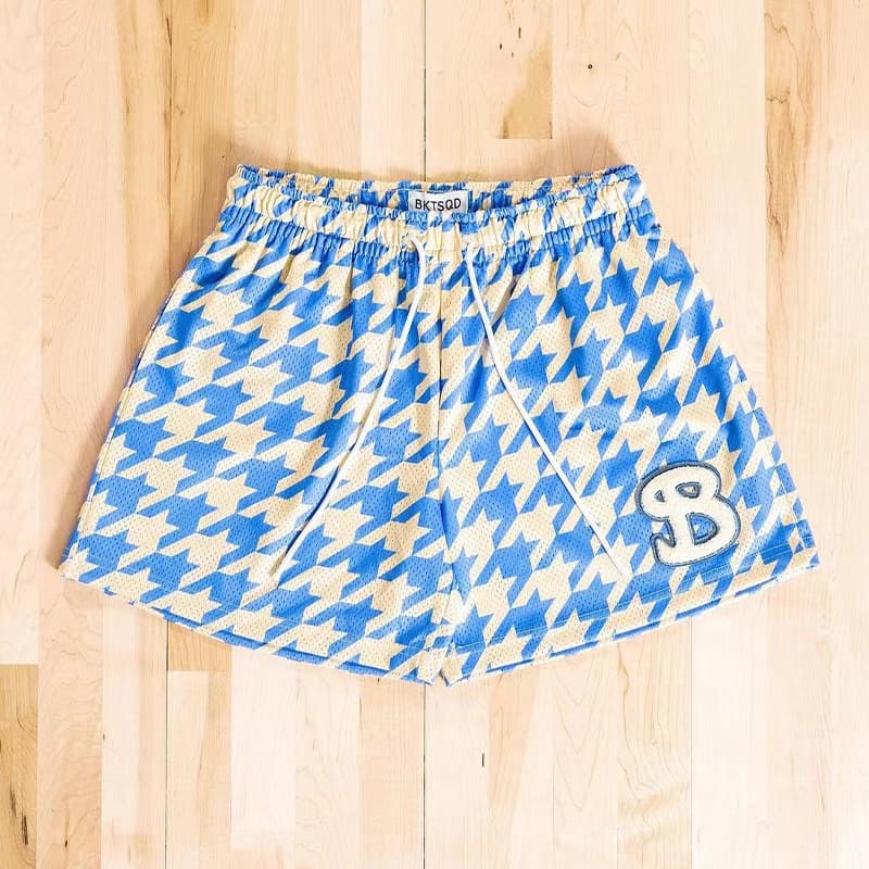 千鳥格子柄メッシュショートパンツ
