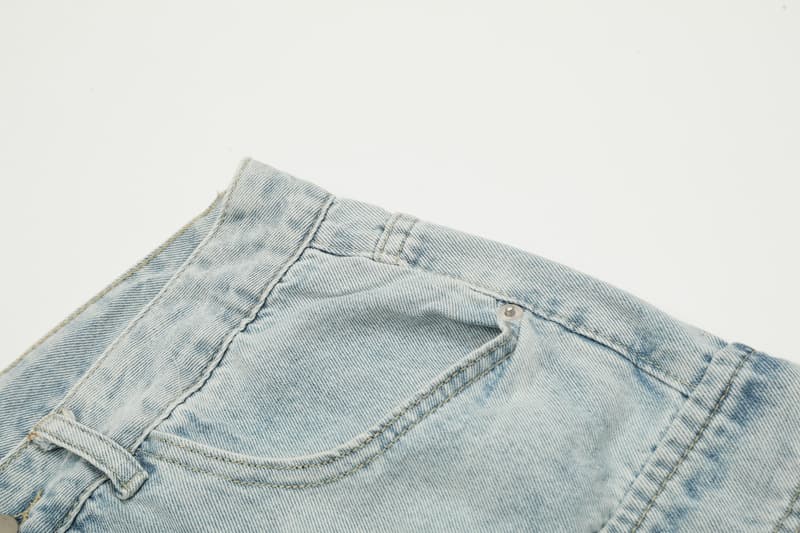ショートパンツ マルチポケットデニムカーゴハーフパンツ