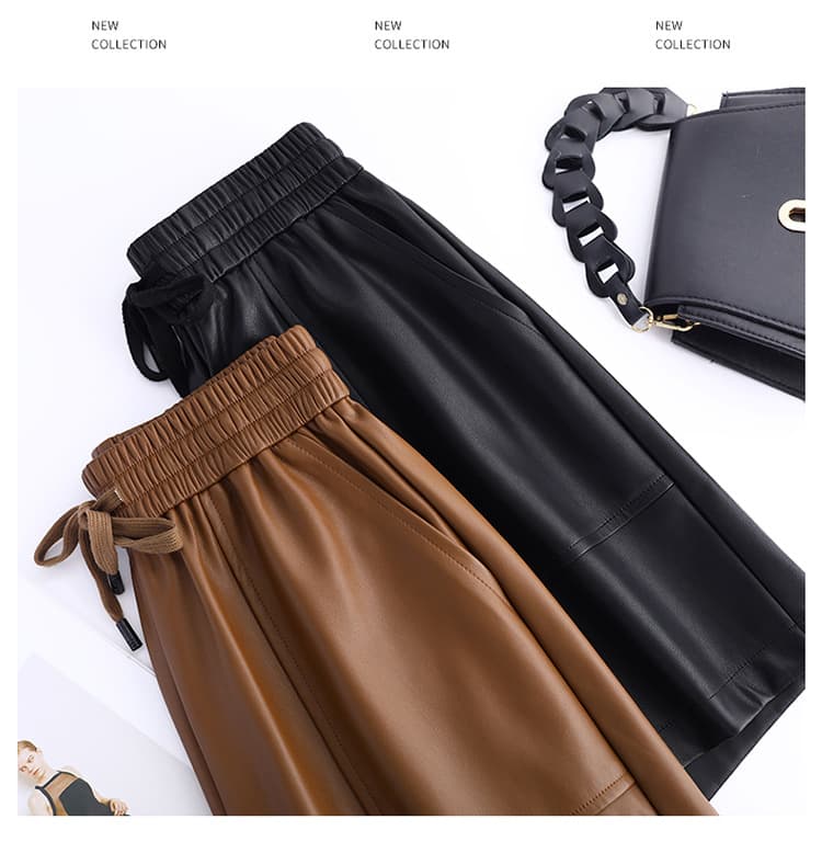 しっとり質感フェイクレザーショートパンツ