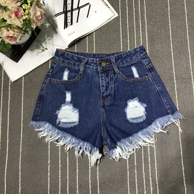 ダメージ加工デニムショートパンツ