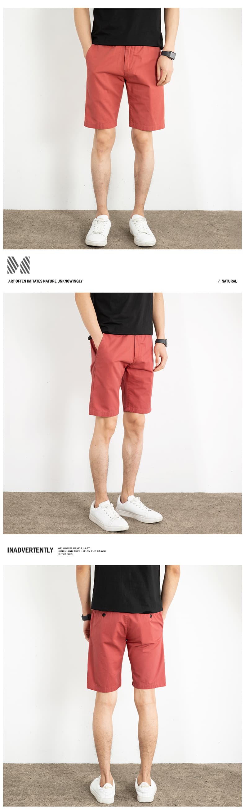 ショートパンツ 上質綿麻混紡チノショートパンツ