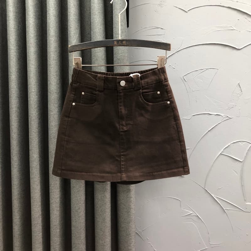 ショートパンツ スカート風デニムショートパンツ