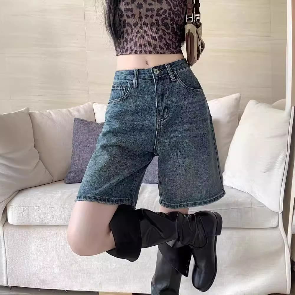 ショートパンツ ゆったりハーフデニムパンツ