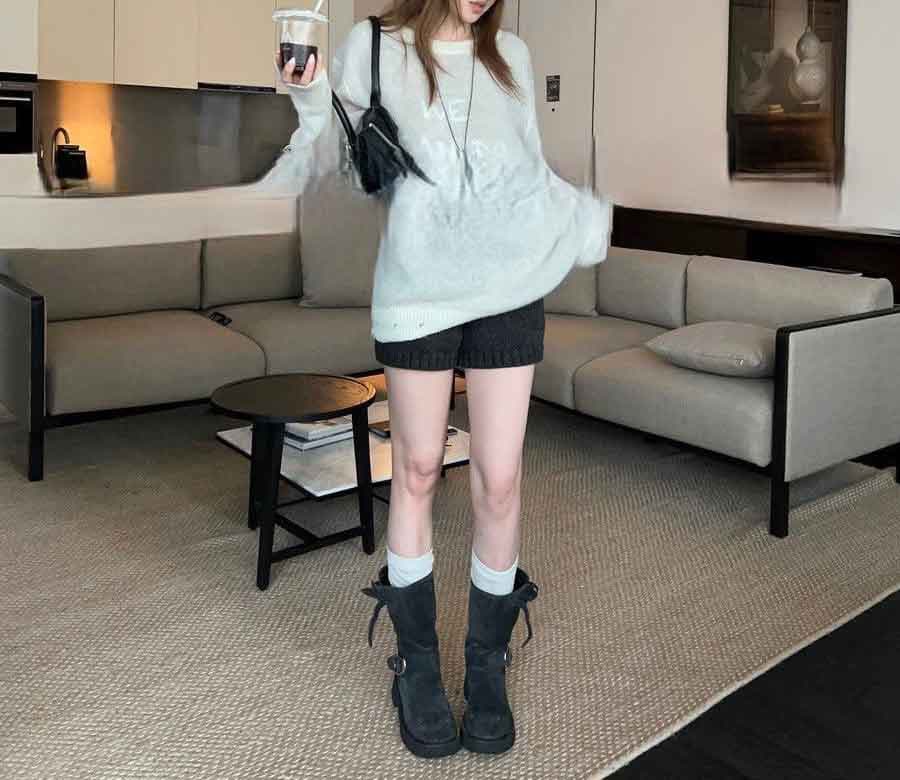 ゆったりニットショートパンツ