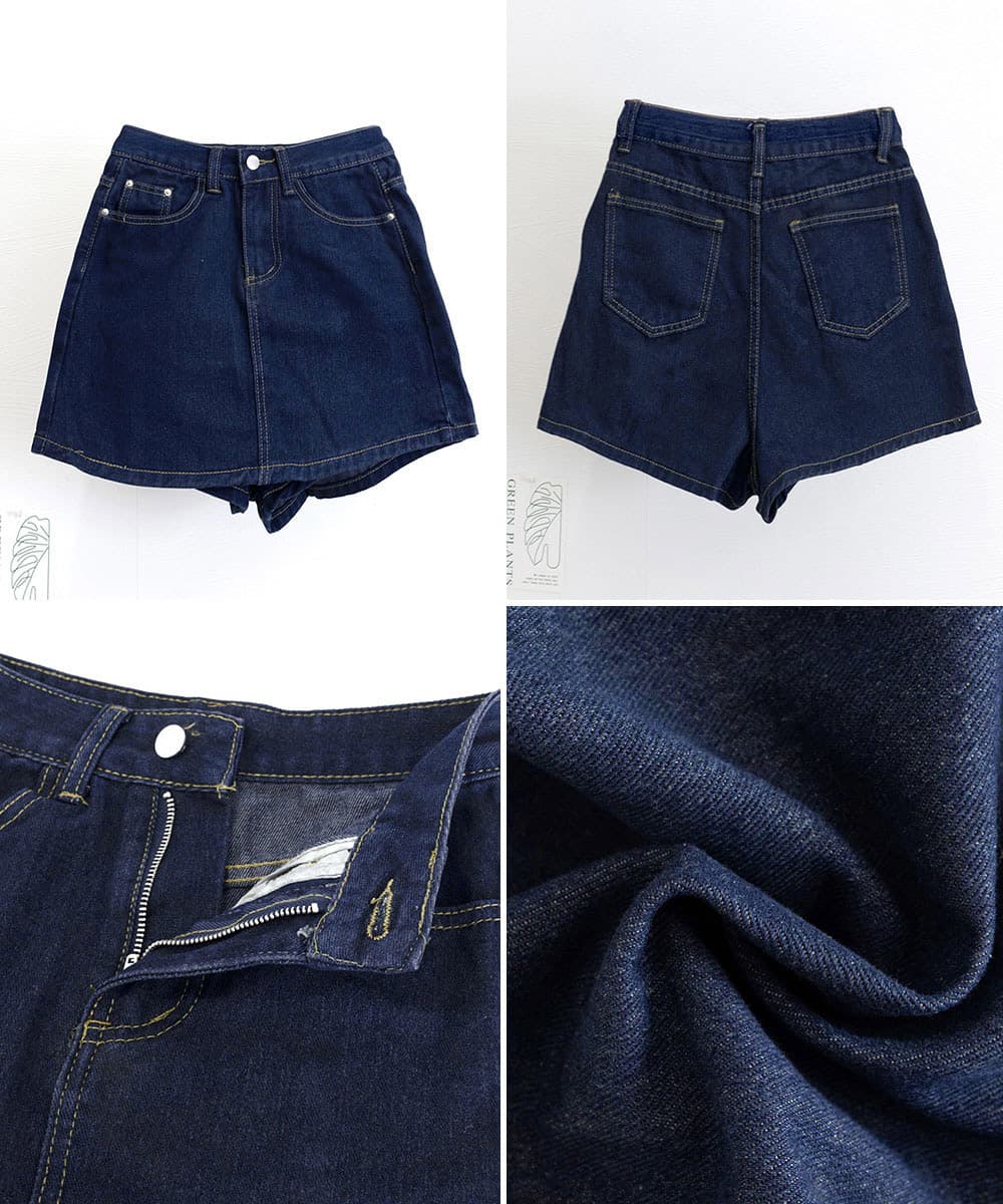 ショートパンツ レディース ハイウエストデニムスカパン