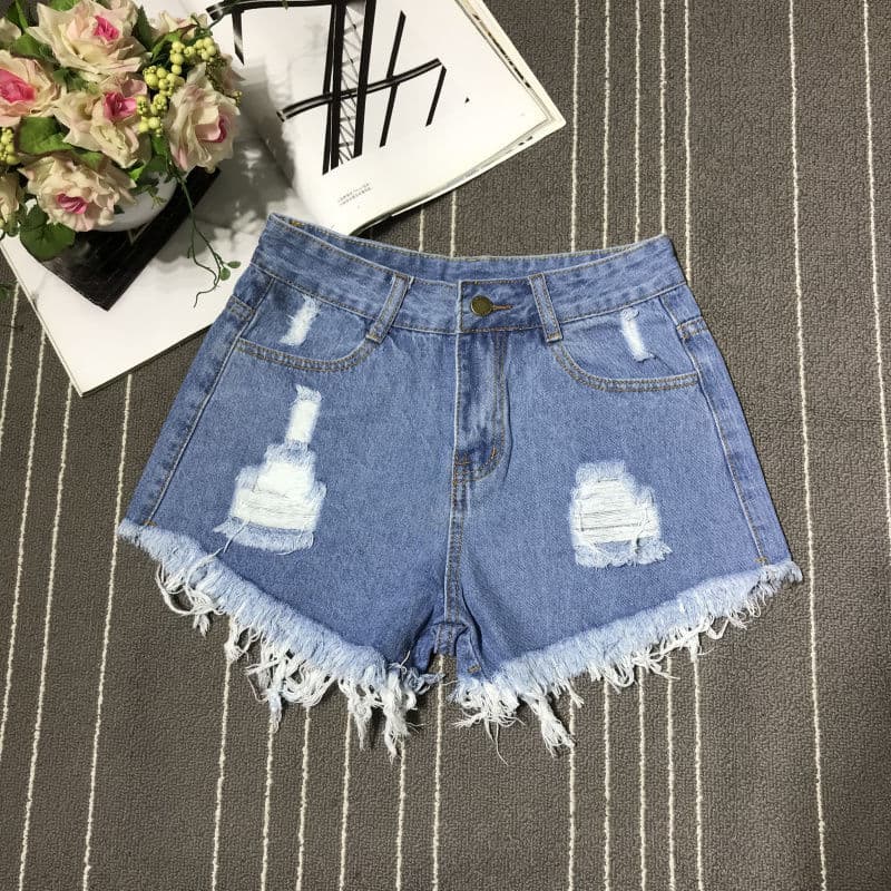 ダメージ加工デニムショートパンツ