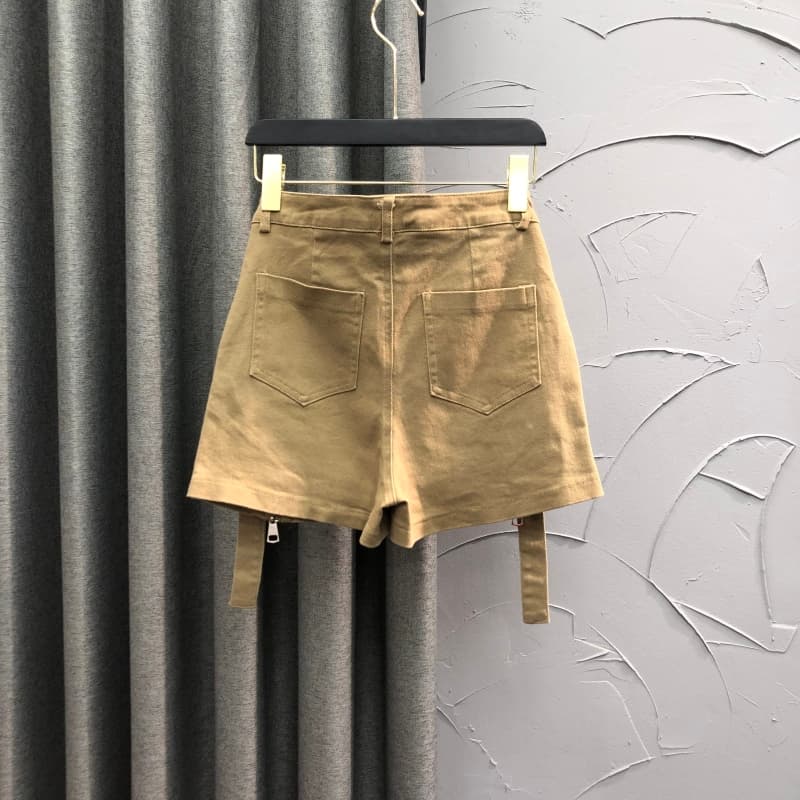 ショートパンツ デザインジッパー付きミニスカート風ショートパンツ
