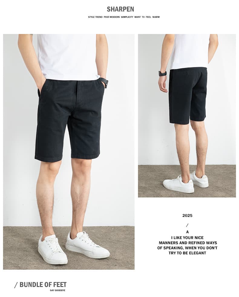 ショートパンツ 上質綿麻混紡チノショートパンツ