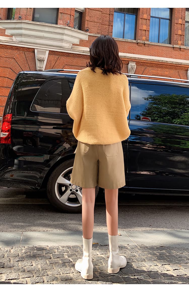 ショートパンツ レザー調ベルマーカハーフパンツ