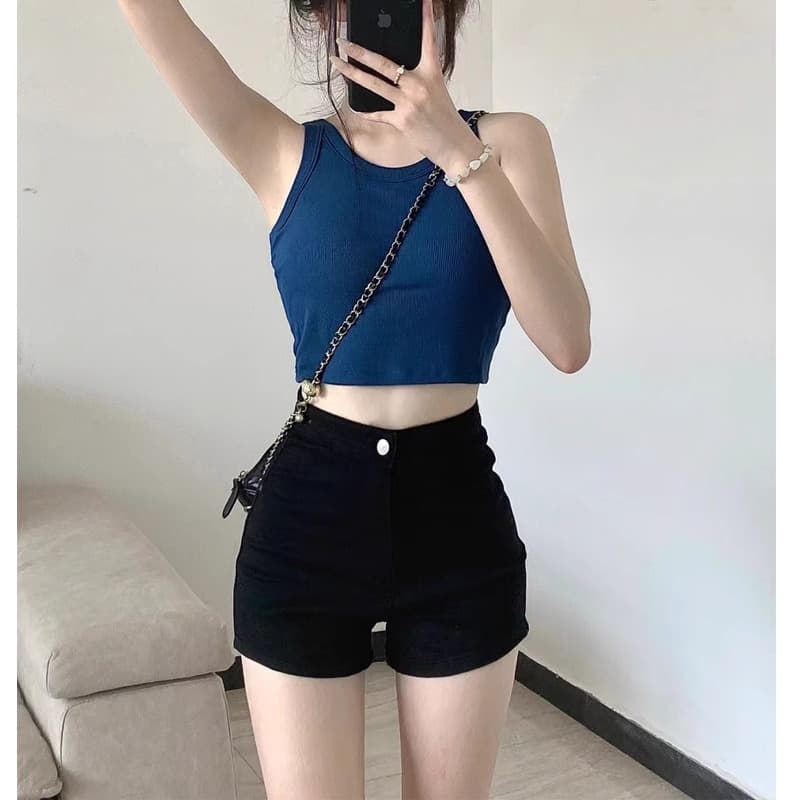 ショートパンツ シンプル美脚ハイウエストショートパンツ