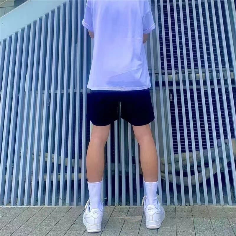 炎柄切替バギーショートパンツ
