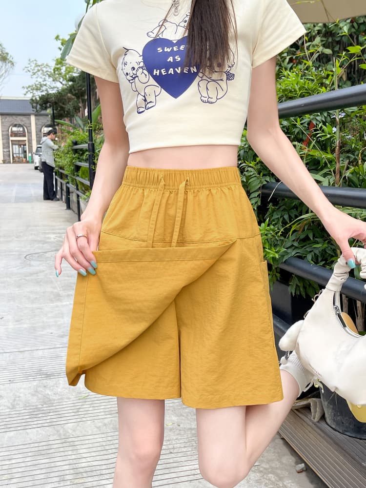 ショートパンツ リラックスワイドポケットショートパンツ