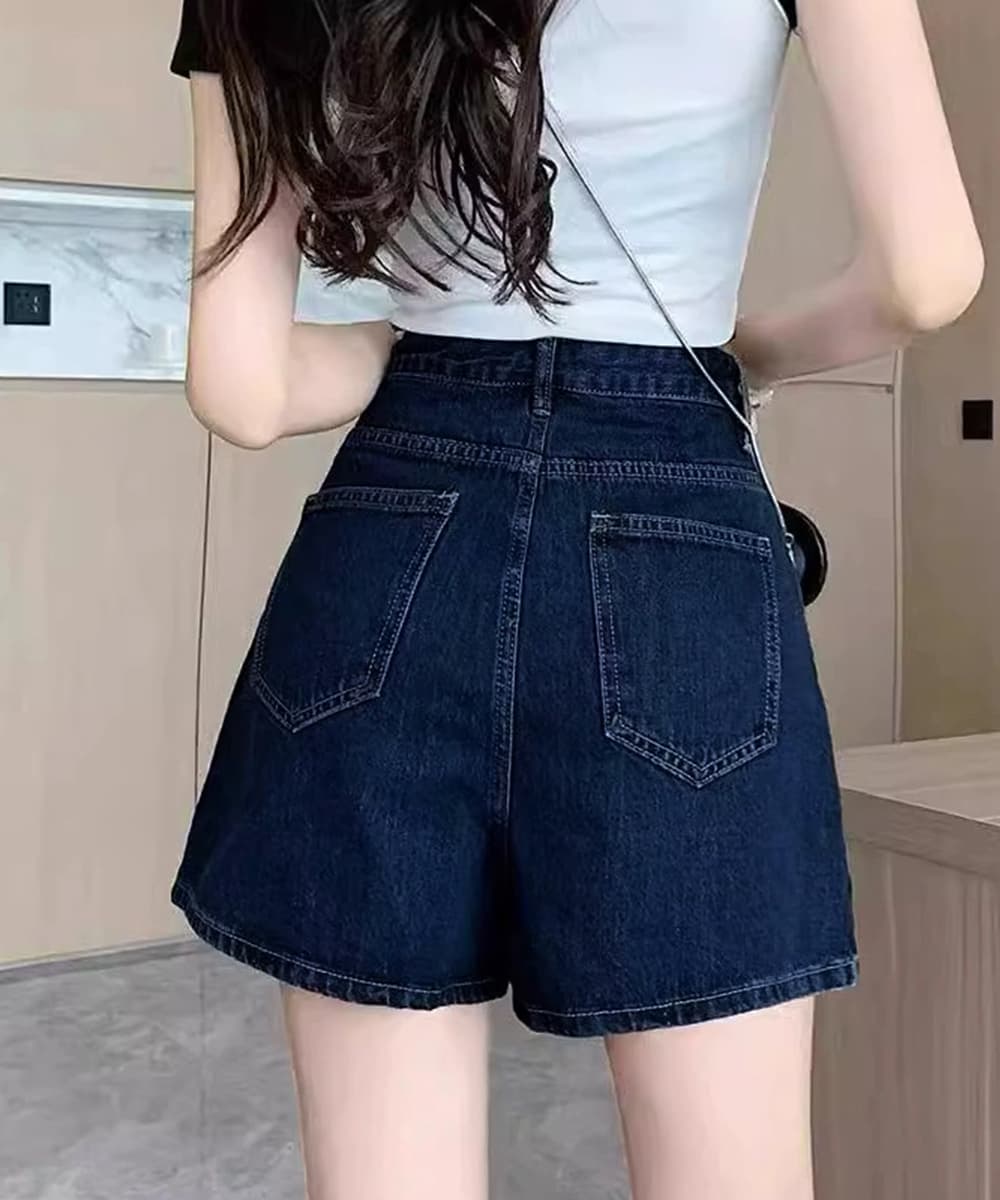 ショートパンツ レディース ハイウエストデニムスカパン