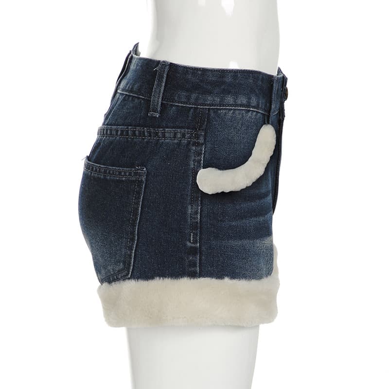 もこもこ裏ボアデニムショートパンツ
