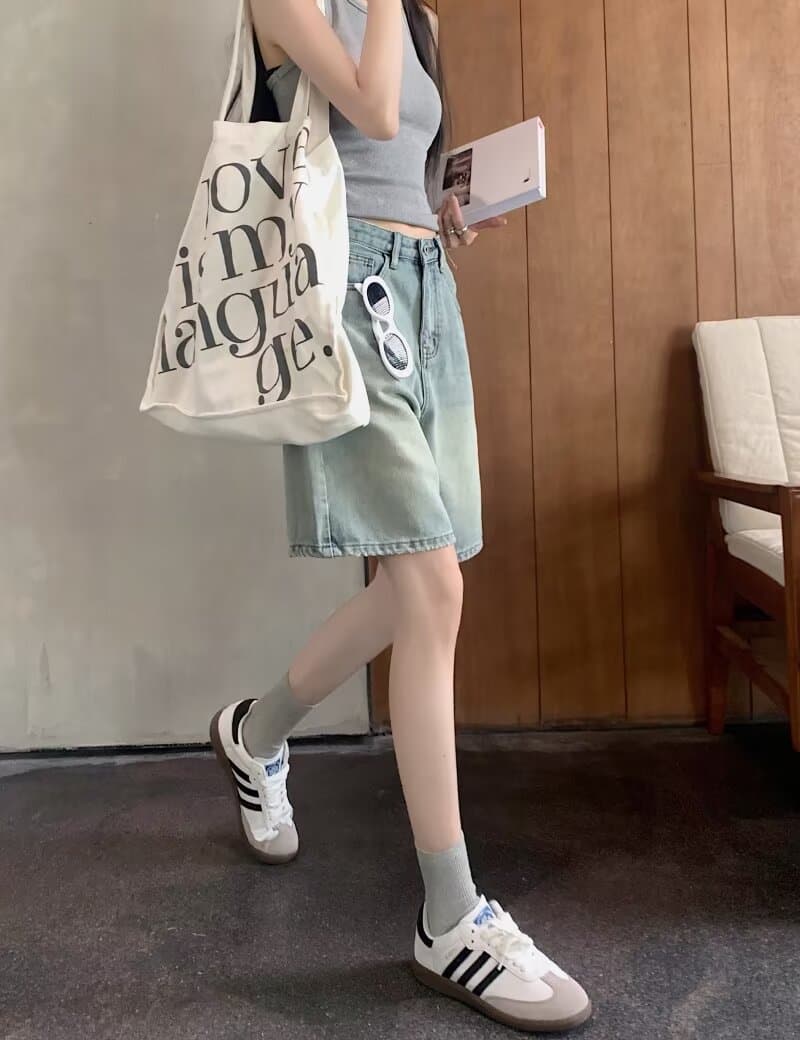ショートパンツ ゆったりハーフデニムパンツ