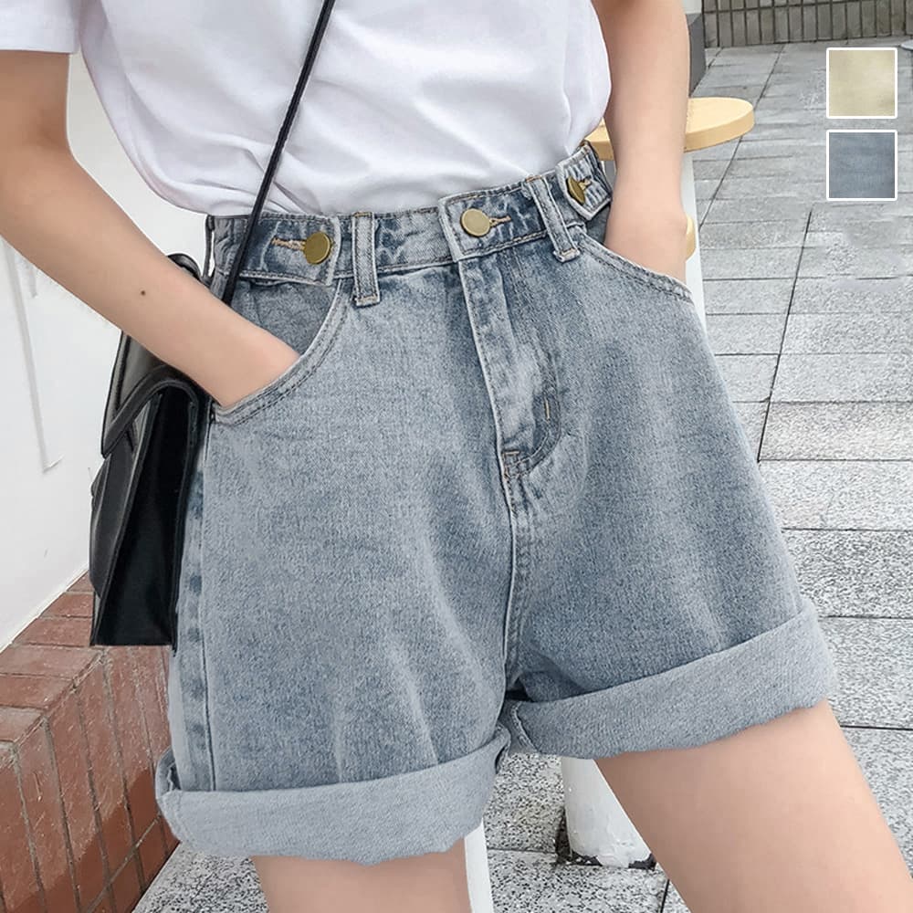 レディース ハイウエストデニム ショートパンツ 韓国風