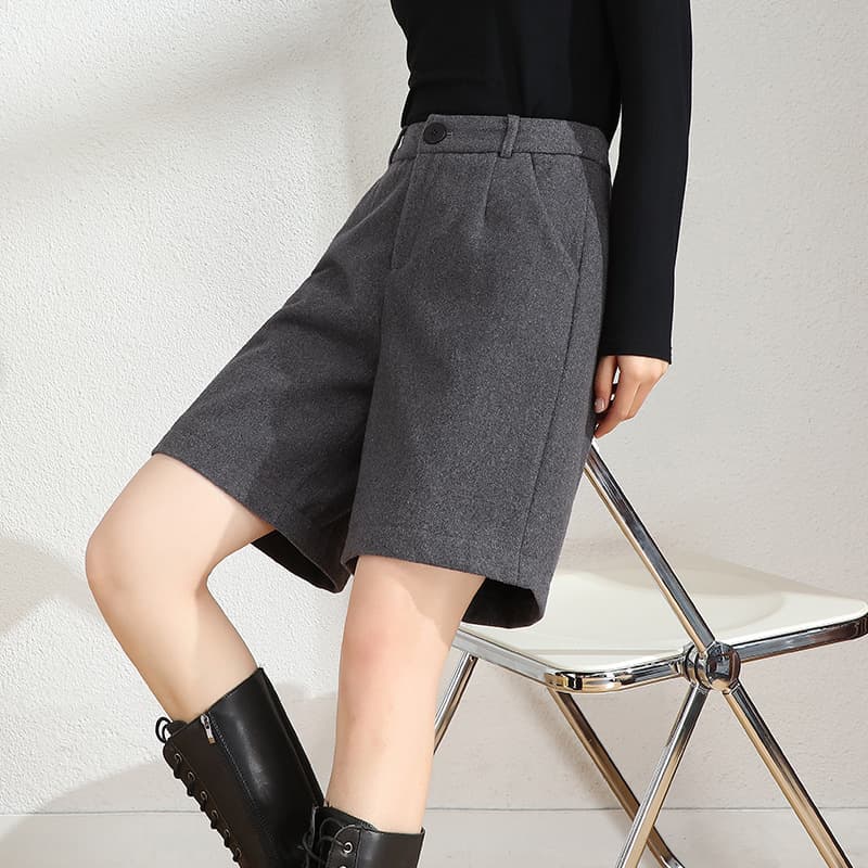 ショートパンツ きれいめハイウエストハーフパンツ