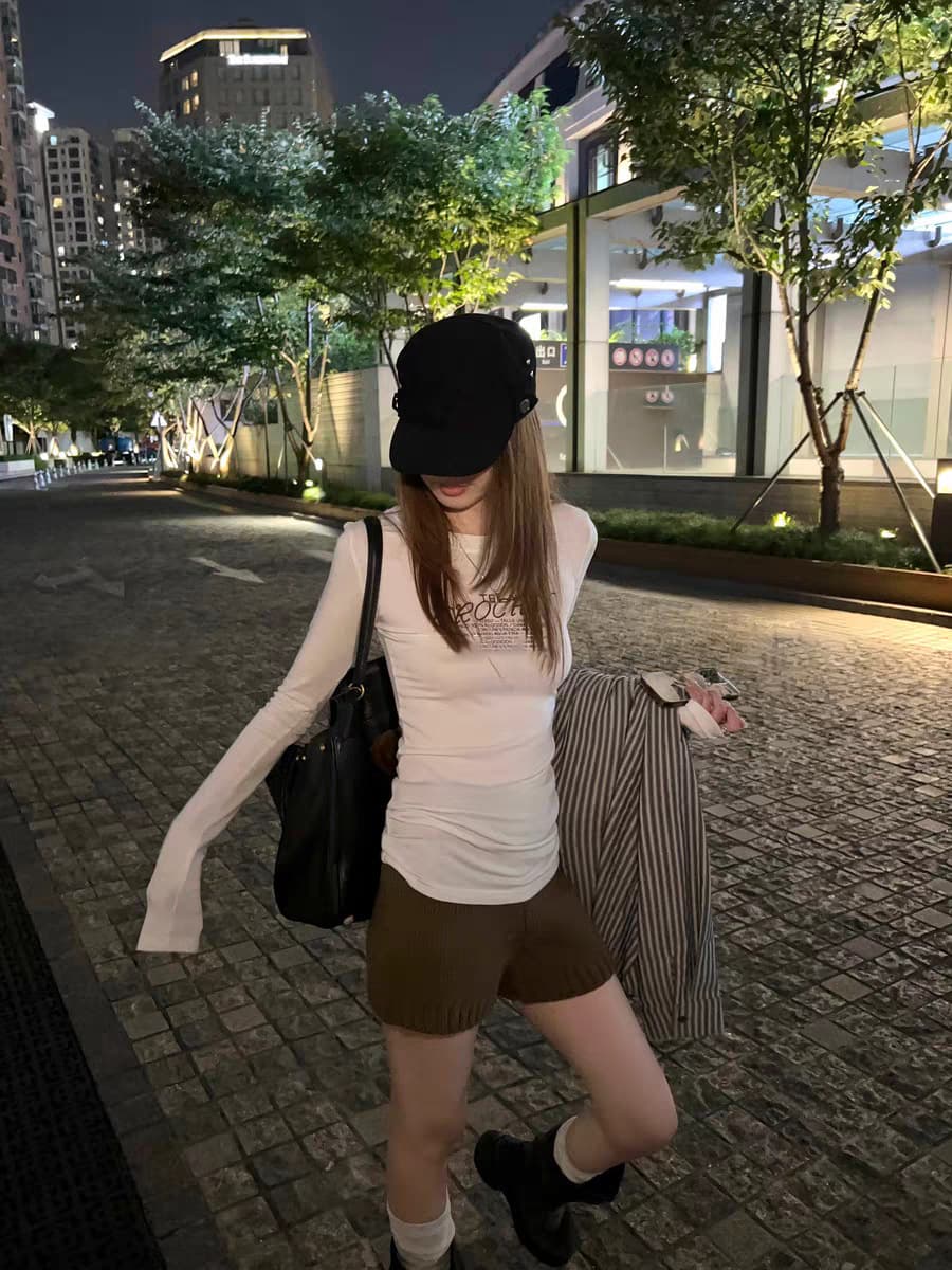 ゆったりニットショートパンツ