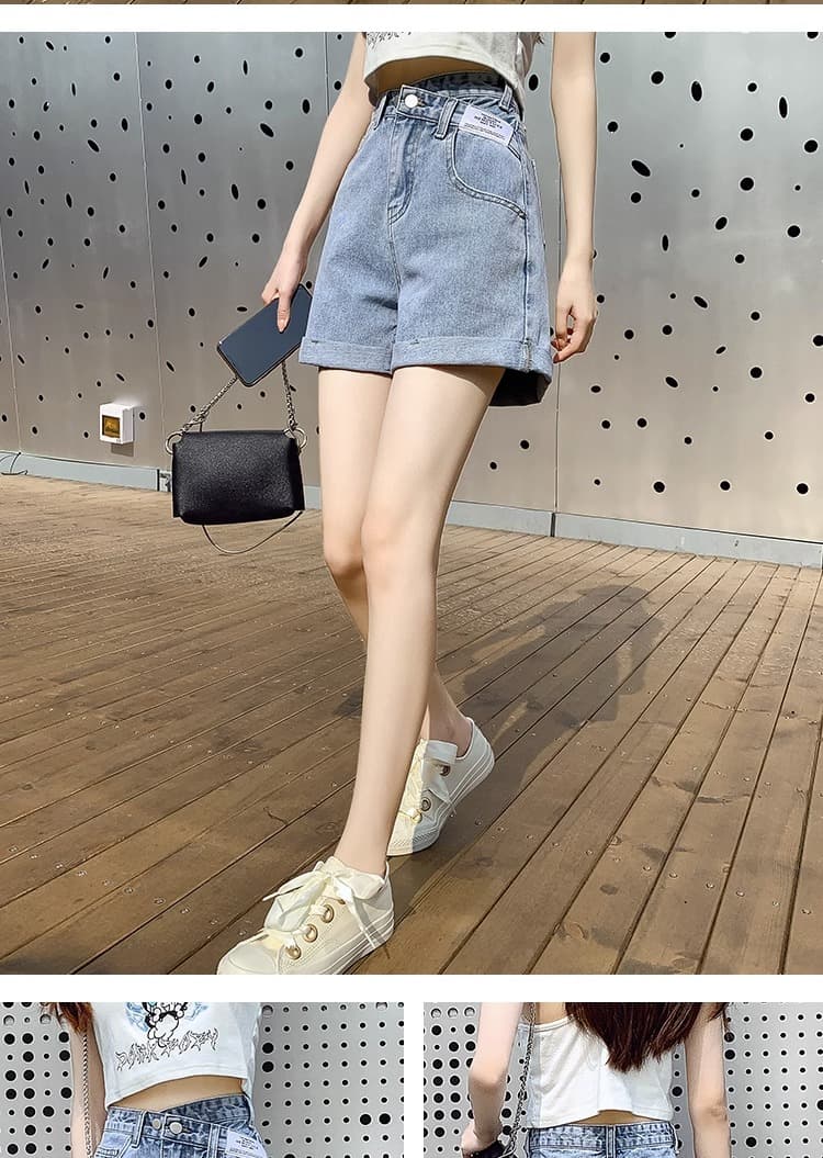 ショートパンツ ハイウエストデニムショートパンツ