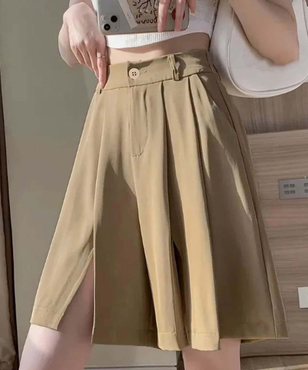 レディース ハイウエスト サイドスリットショートパンツ