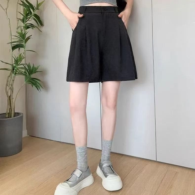 ショートパンツ リネン風タックショートパンツ