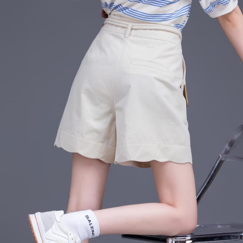 ロープベルト付き ワイドショートパンツ