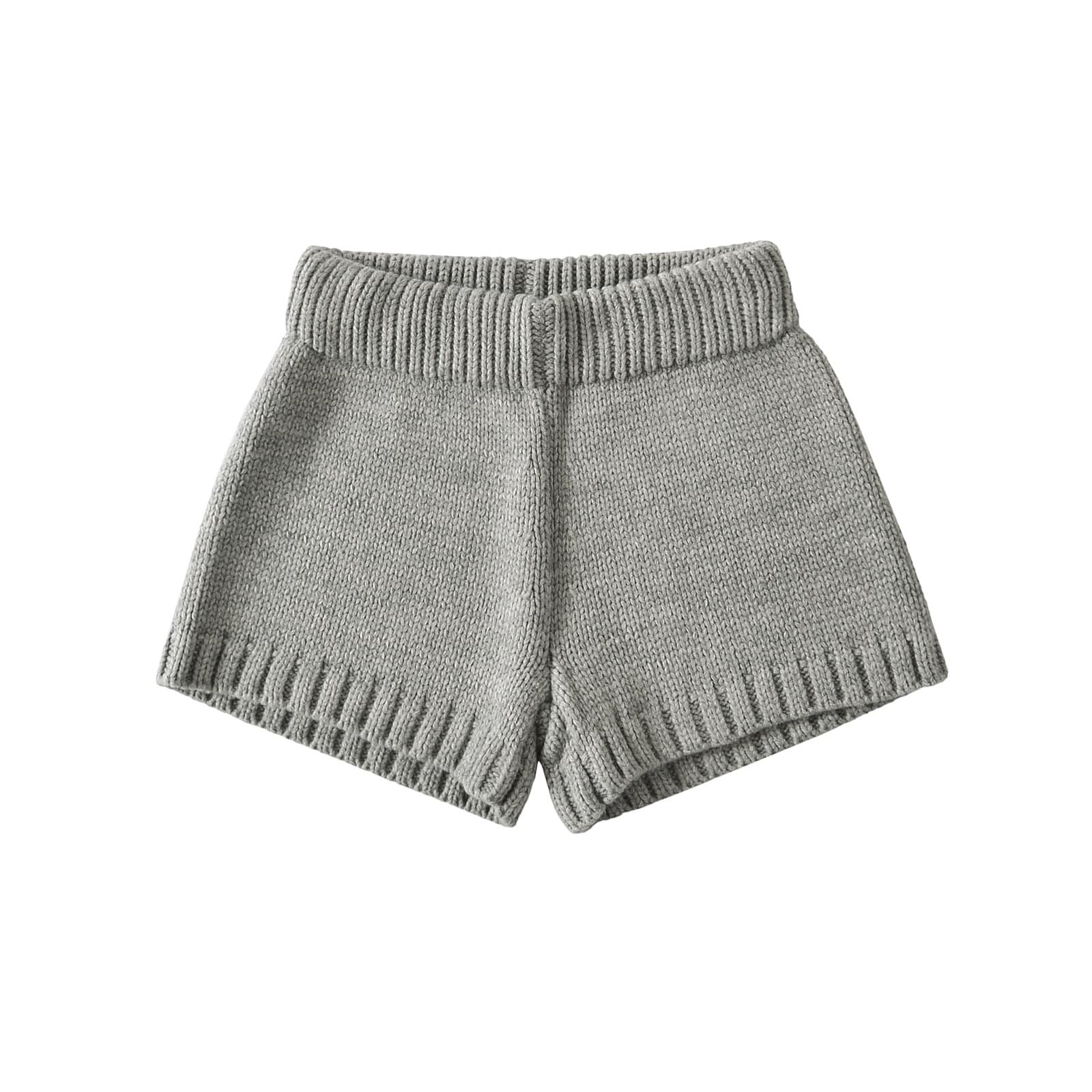 リブ編みニットショートパンツ
