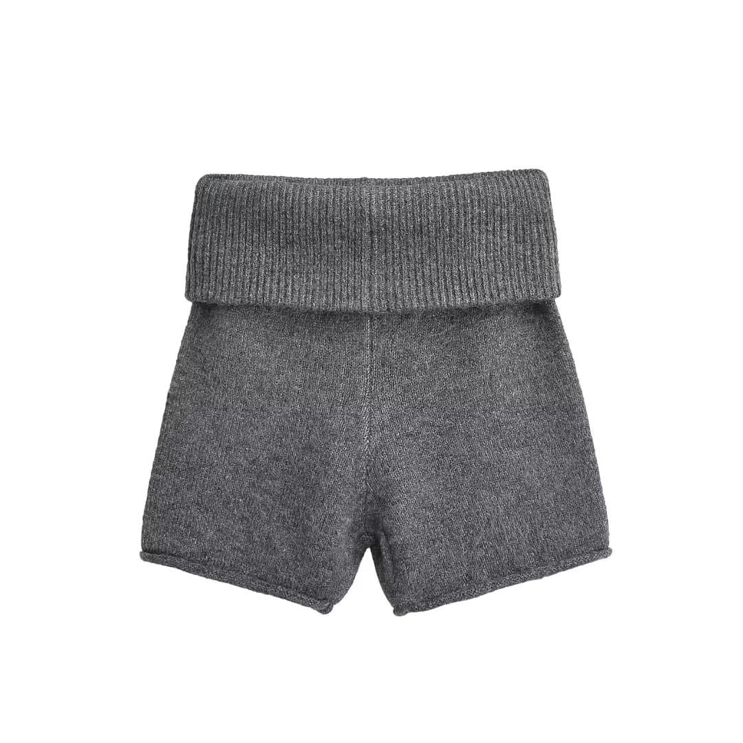 リブ編みハイウエストショートパンツ