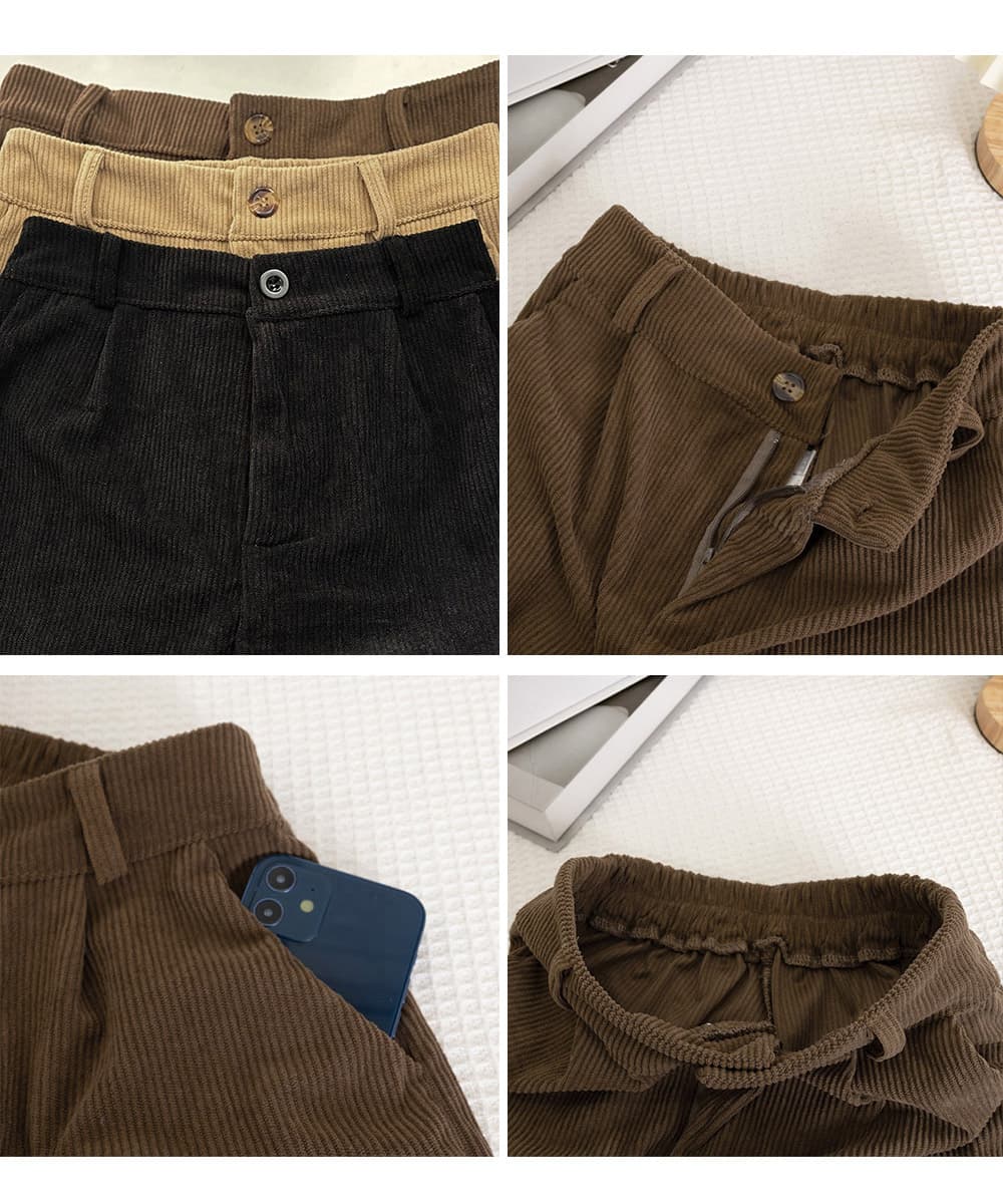 レディース コーデュロイ ハイウエストショートパンツ