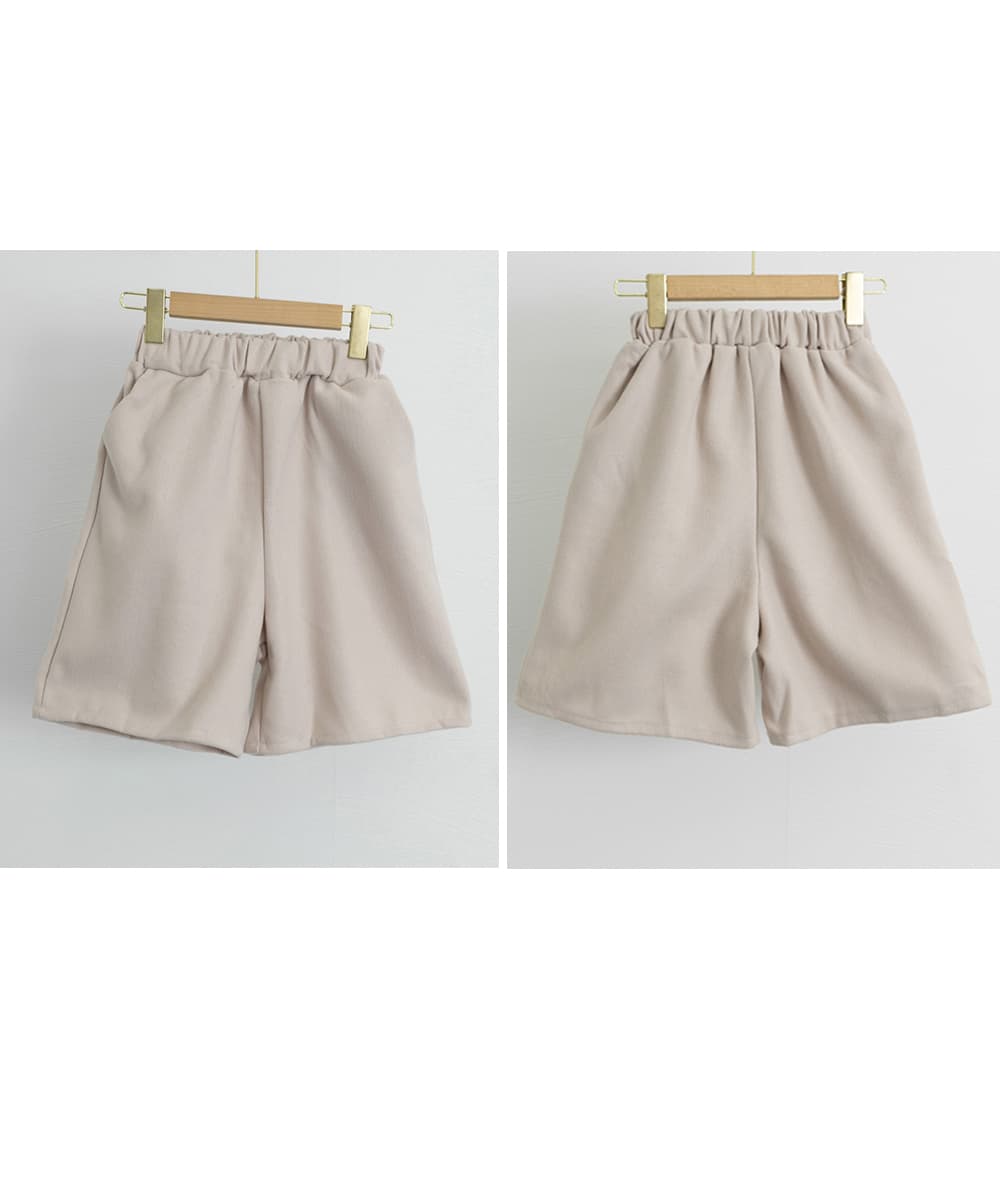 ショートパンツ レディース ウール風ハーフパンツ 美脚ワイド