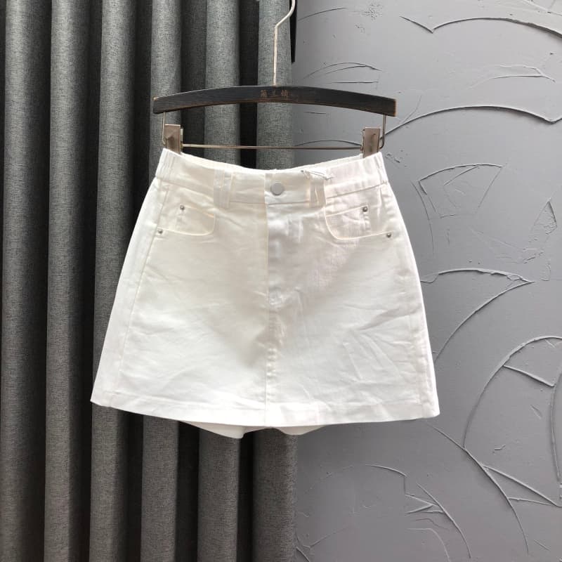 ショートパンツ スカート風デニムショートパンツ