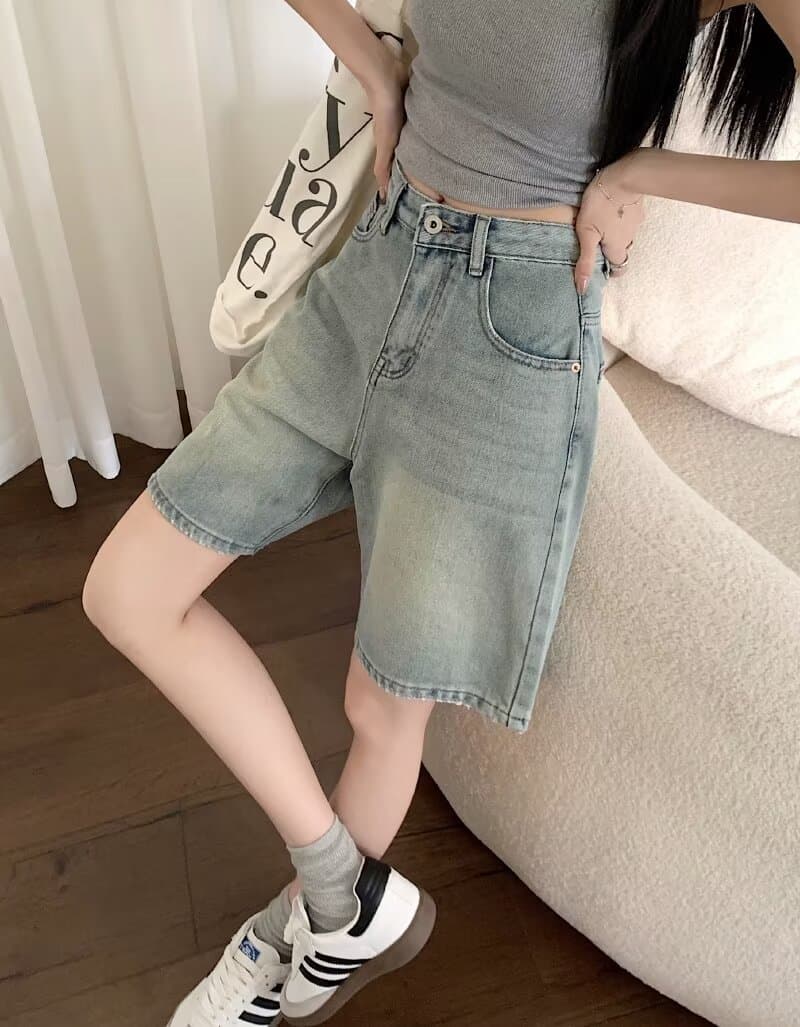 ショートパンツ ゆったりハーフデニムパンツ