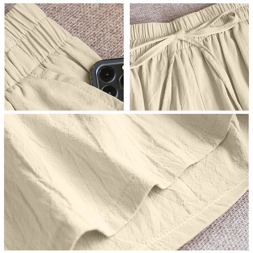 レディース 綿麻リネン ショートパンツ