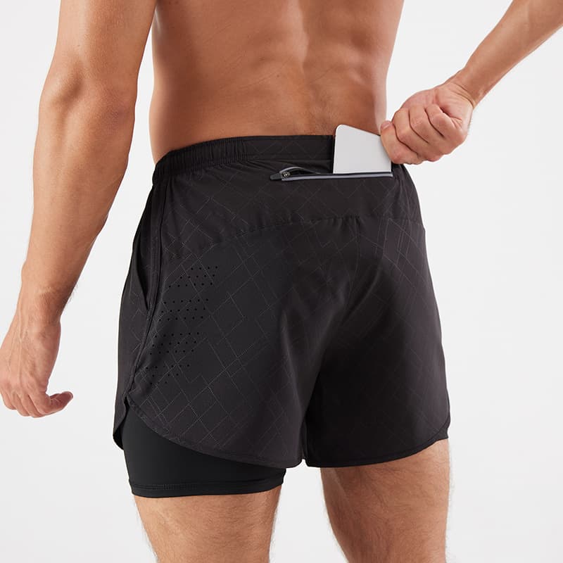 スポーツ用二重構造ポケット付きショートパンツ